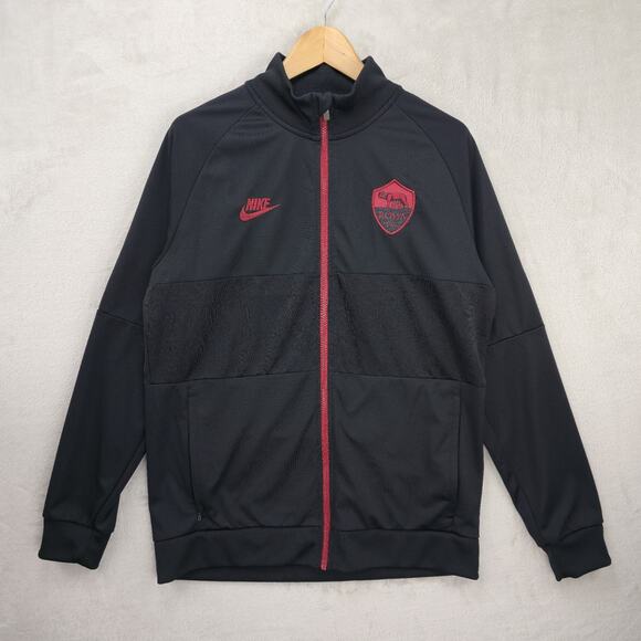 Nike A.S. Roma Track I96 Jacket Mens Large Black Red Rome Soccer Blokecore - Picture 1 of 10